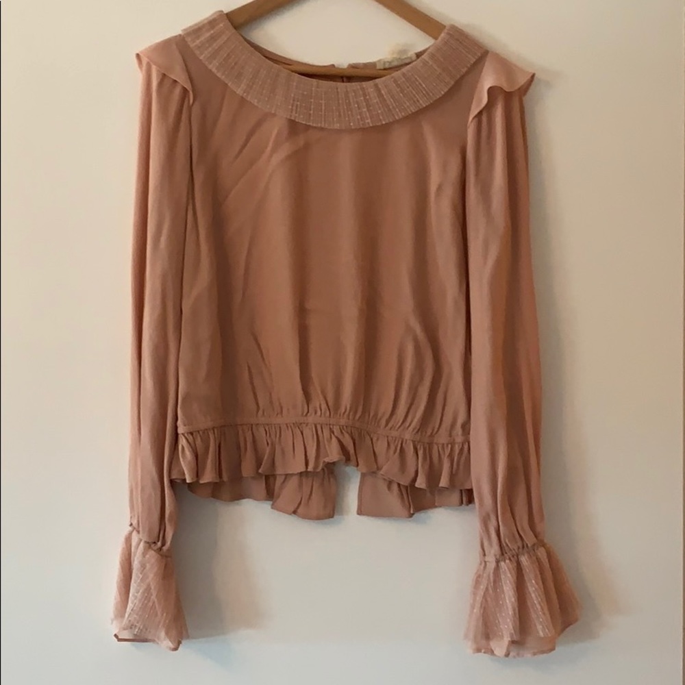 FOR LOVE & LEMONS Evie Button Blush Blouse.